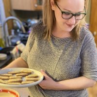 Hollie making ribbon cookies